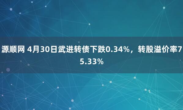 源顺网 4月30日武进转债下跌0.34%，转股溢价率75.33%