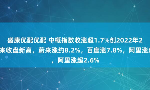 盛康优配优配 中概指数收涨超1.7%创2022年2月份以来收盘新高，蔚来涨约8.2%，百度涨7.8%，阿里涨超2.6%