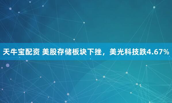 天牛宝配资 美股存储板块下挫，美光科技跌4.67%